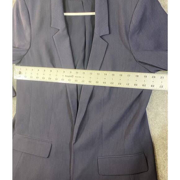 Loft Jacket Womens Size 14 Navy Open Front Cinched Sleeve W/ Tie Career - Picture 3 of 16